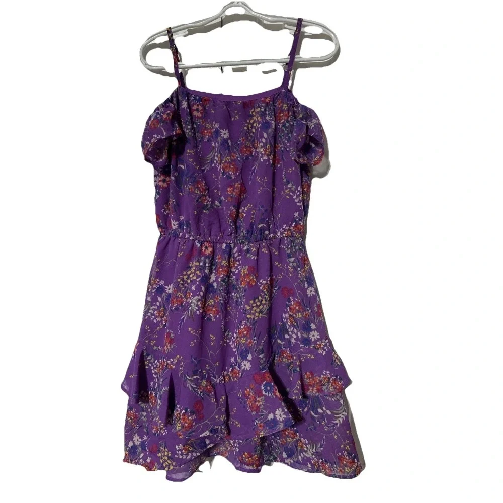 Children's Place Purple Floral Cold Shoulder Dress‎ Girls Size 5/6